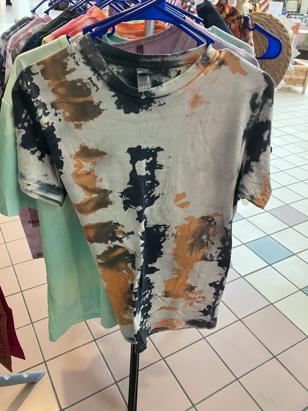 Women's Tie-Dye Short Sleeve Tee in Orange and Black